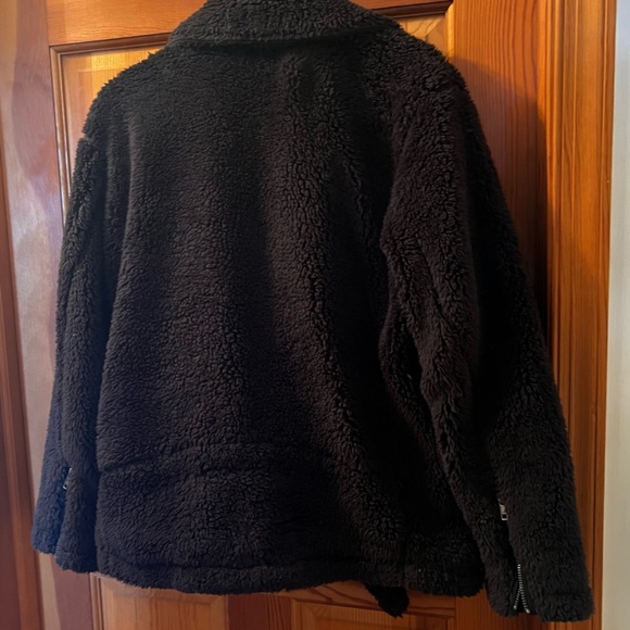 Free People So Cozy Slouchy Black Teddy Moto Jacket - Picture 4 of 5